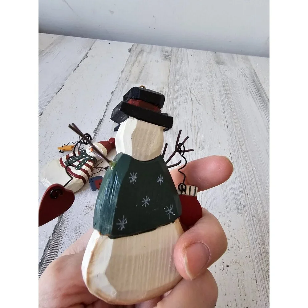 Wooden snowman mitten ornament star Xmas tree set‎ ornaments